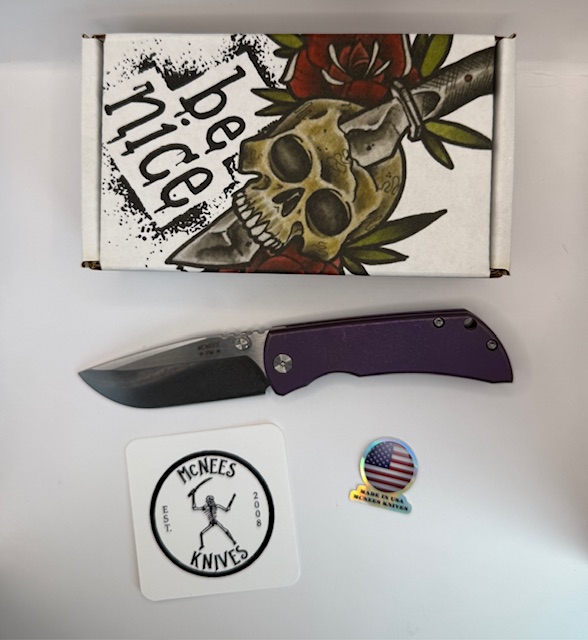 PM Mac 2 (GEN 2) - 3" Blade - Smooth - Satin Violet - Satin Stonewash Blade