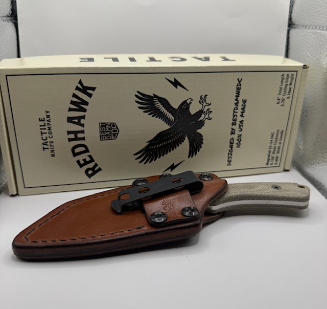 Redhawk - Green Micarta - Stonewash - Leather Sheath - Image 2